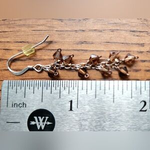 Brown glass beads and silver dangle earrings